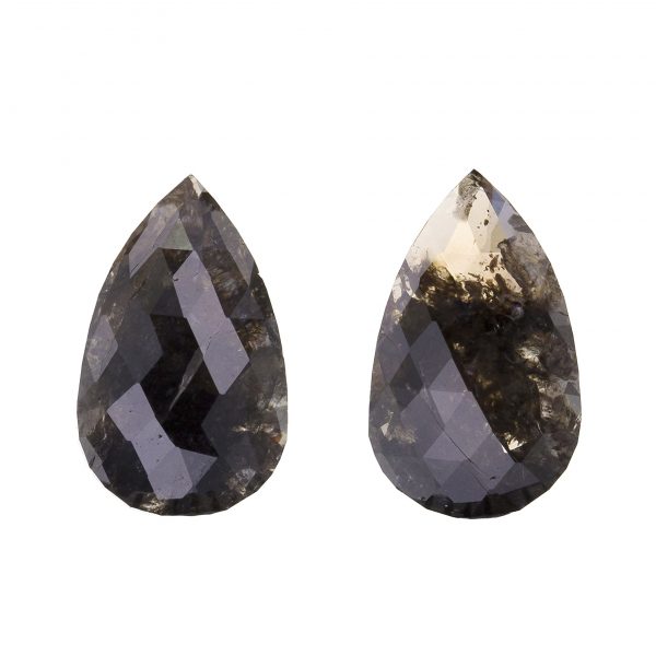 Natural Black Pair 2.30 ct. Pear Shape Flate Rose Cut Diamond