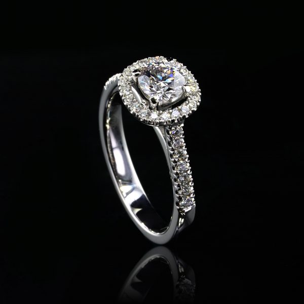 1.13 ct. Diamonds, Designer Ring With Faint Pink Diamond GIA 18K White Gold