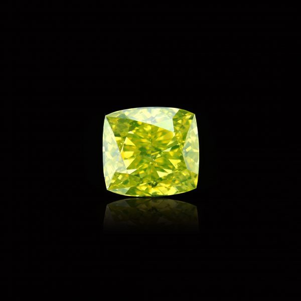 Neon Green Natural Fancy Vivid greenish Yellow 1.21 ct. VS2 Cushion shape Diamond GIA