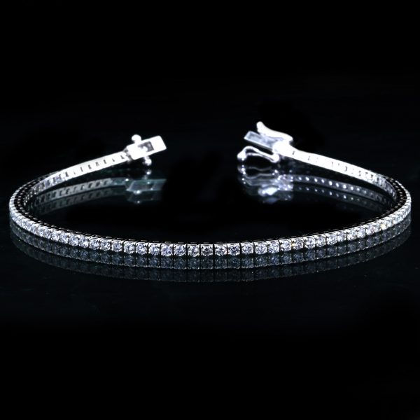 2.26 ct Diamonds, Tennis Bracelet With Natural White E-F color Diamond 18K White Gold