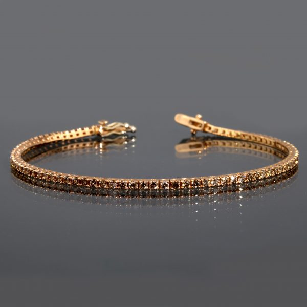 Tennis Bracelet With Natural Fancy brown Diamond 18K Pink Gold