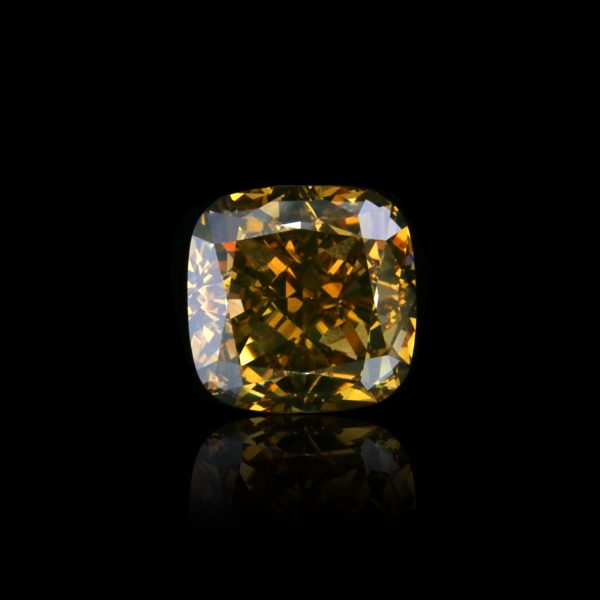 4.03 Ct. Natural Yellowish Brown Cushion Shape VS2 Diamond. GIA certified