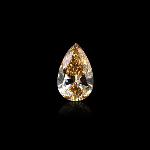 1.08 Ct. Natural Fancy Yellowish Brown VVS2 Pear shape Diamond, EX/VG MED