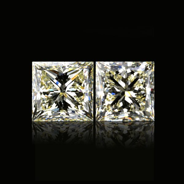 Matching 4.39 ct. Pair of Natural Color Princess Cut Diamond, GIA Certified