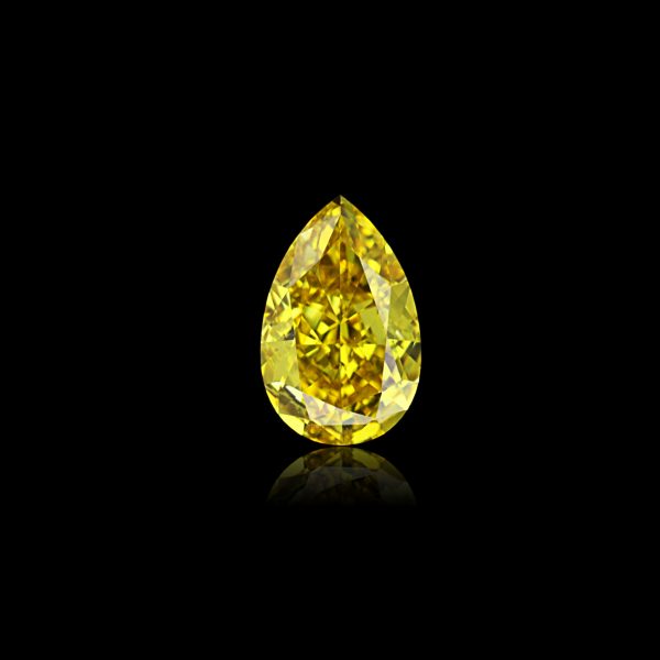 0.61 Ct. Natural Fancy Vivid Yellow VS1 Pear shape Diamond, GIA certified