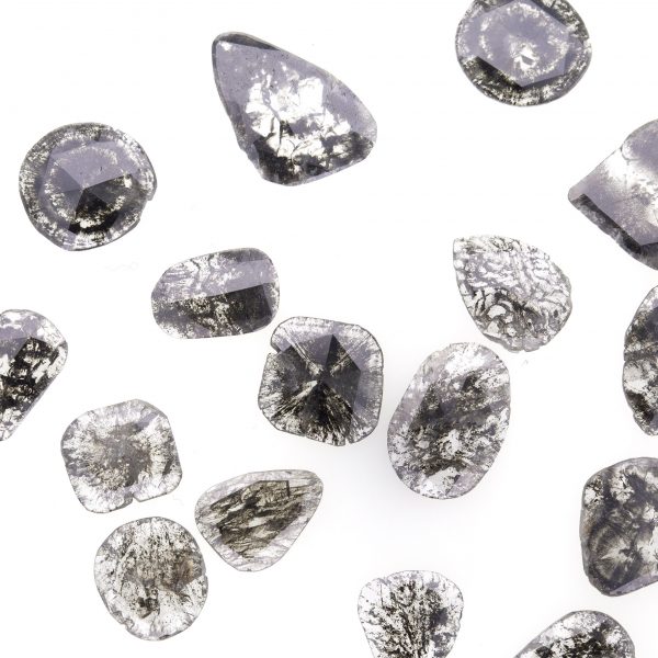 Natural Dark (Pepper) Diamonds Slice faceted 0.35 ct to 3.00 ct. SI-I