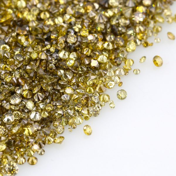 Natural Fancy Greyish Yellowish Green Yellow 0.002 CT TO 0.20 Ct. Round Brilliant Mix size. I1-I2