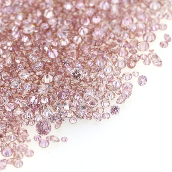 Natural Fancy Orangey Pink 0.002 ct to 0.08 ct Round Brilliant cut Diamonds.