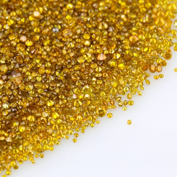 Natural Fancy Intense Orangey Yellow 0.002 CT TO 0.20 Ct. Round Brilliant Mix size. SI