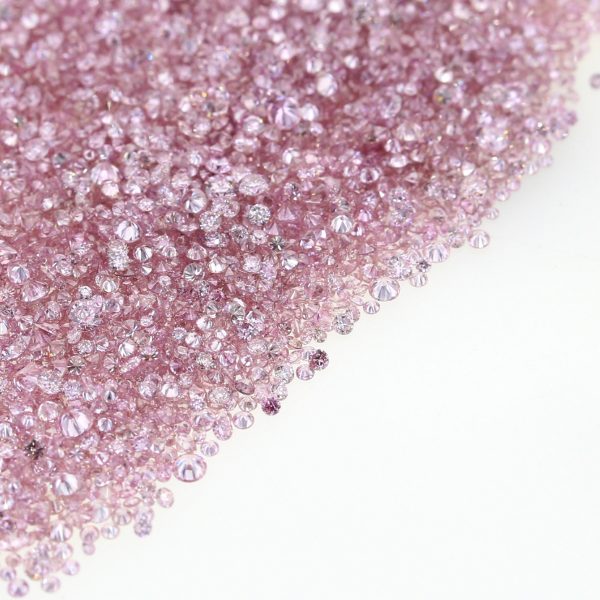 Natural Fancy Light and Light Pink 0.002 ct to 0.08 ct Round Brilliant cut Diamonds.