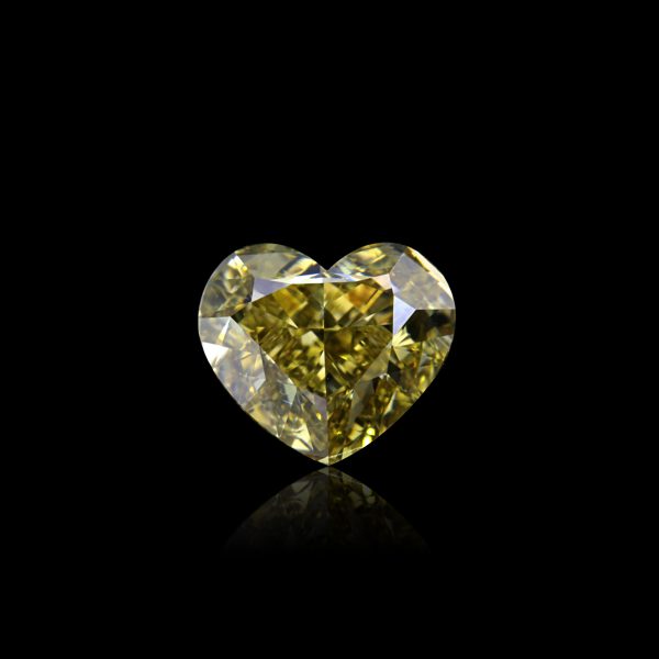 2.31 Ct. Natural Fancy Deep Brownish Greenish Yellow Heart Shape Diamond. Gia Certified.