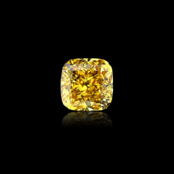 0.73 ct. Natural Fancy Intense Orangy Yellow Cushion Brilliant Cut Diamond, GIA Certified