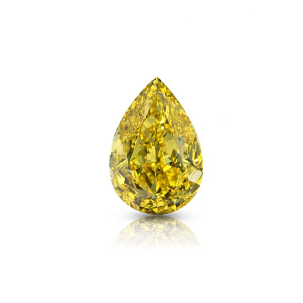 1.01 ct. Exceptional Natural Fancy Vivid Yellow Pear Modified Brilliant Cut Diamond, GIA Certified