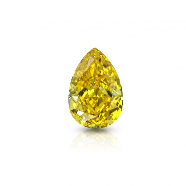 1.04 ct. Exceptional Natural Fancy Vivid Yellow Pear Modified Brilliant Cut Diamond, GIA Certified