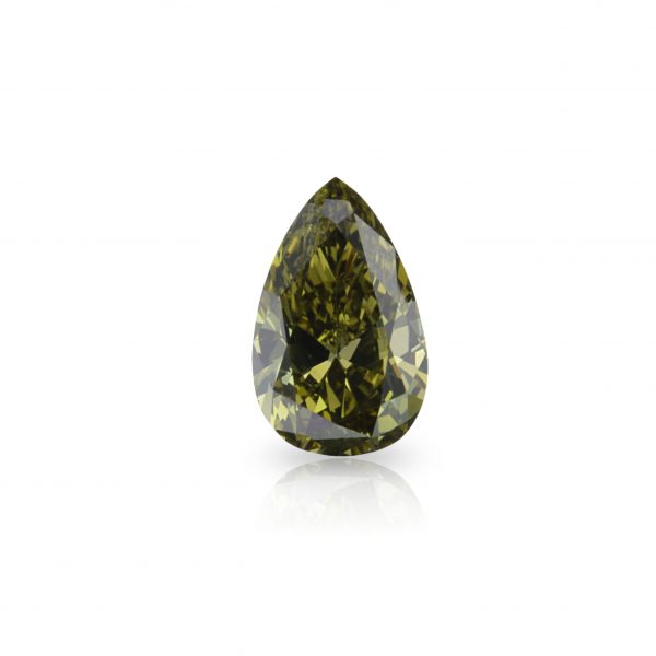 Natural Fancy Deep Grayish Yellowish Green 0.71 ct. VS2 Pear Brilliant shape Diamond, GIA certified.
